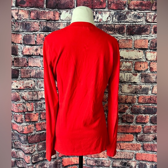 Standard James Perse Red Long Sleeved V-Neck Top - Picture 3 of 5